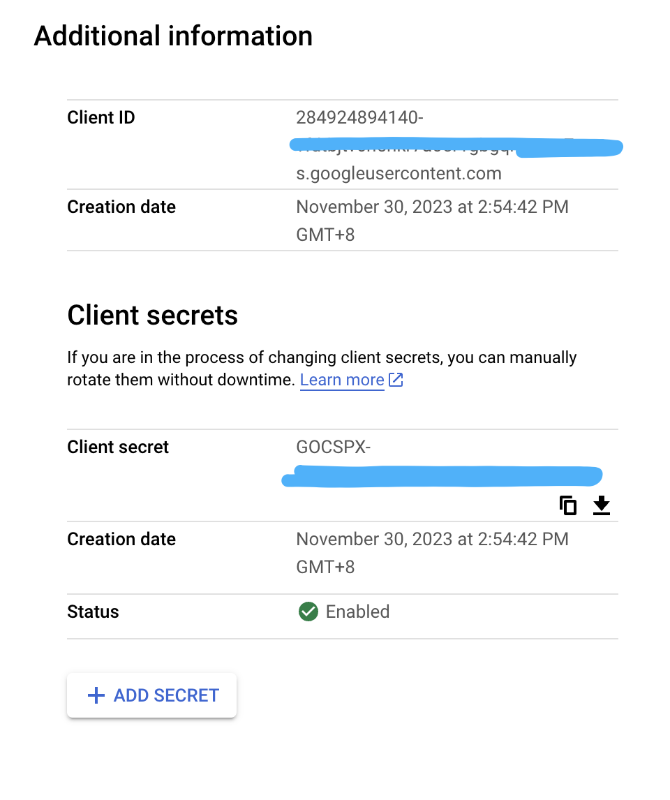 Client ID 和 Client secret